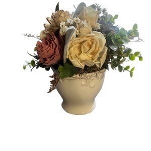 Cream and Pink Faux Floral Accent Decor